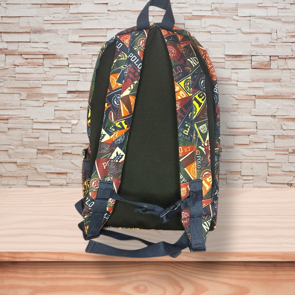 Polo Ralph Lauren Multicolor Collegiate Print Patchwork Logo Backpack 🎒 - Picture 2 of 6